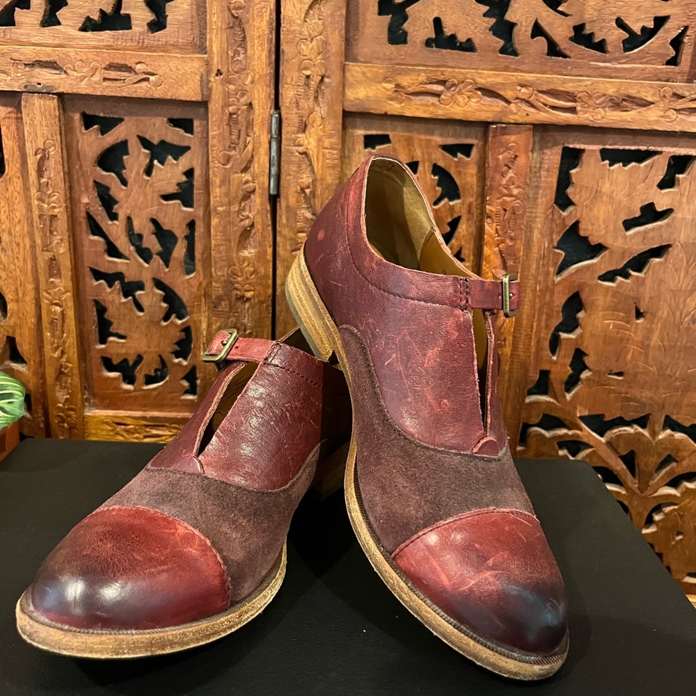 Kork-Ease Niseda leather and suede oxford shoes in burgundy